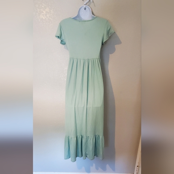 See You Monday Seafoam Green Ribbed Ruffled Hem Tiered Sundress Size Small - Picture 6 of 7